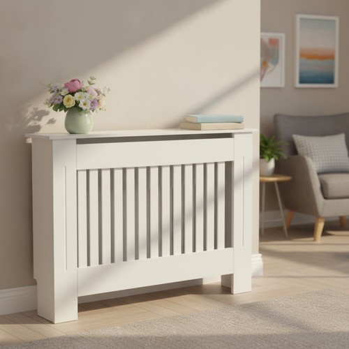 Medium white wooden slatted - medium,